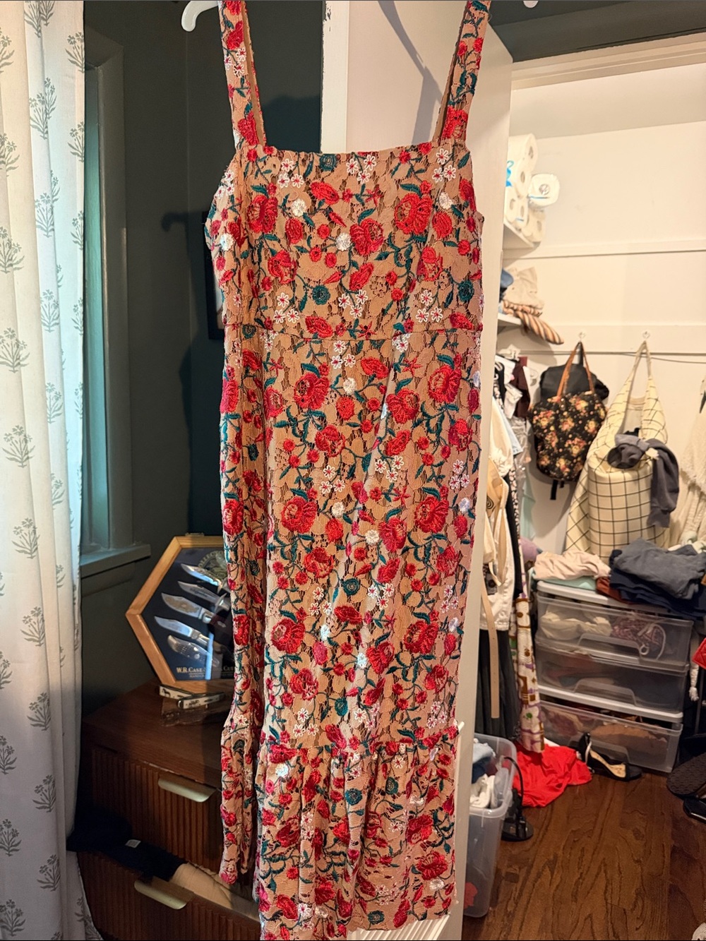 Lovers + Friends Floral Maxi Dress in Beige and Red